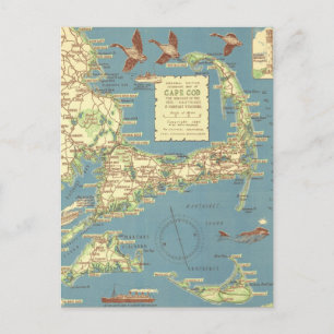 Postale Carte vintage de Cape Cod (1940)