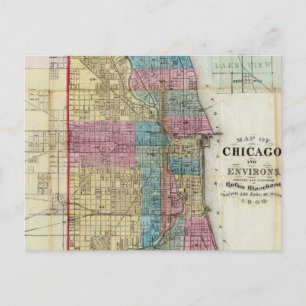 Postale Carte vintage de Chicago (1869)