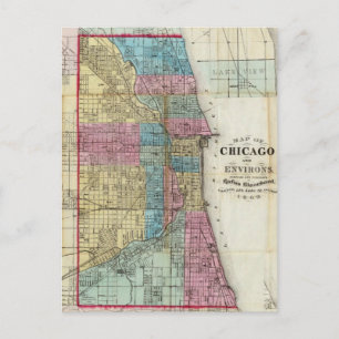 Postale Carte vintage de Chicago (1869)