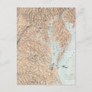 Postale Carte vintage de la baie de Chesapeake (1861)