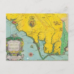 Postale Carte vintage de la côte de Caroline