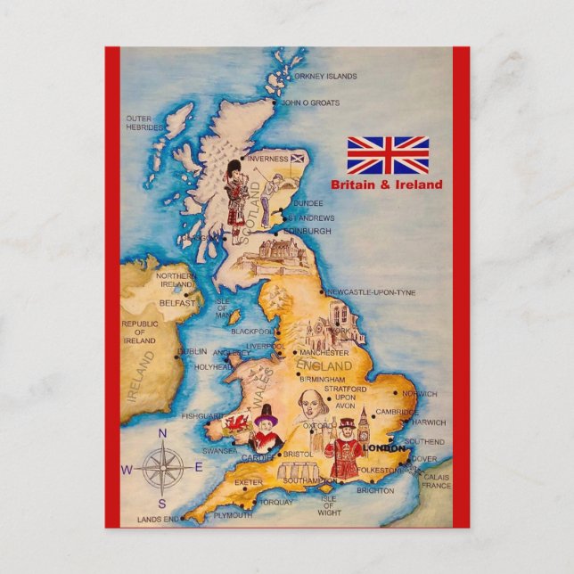 Postale Carte vintage de la Grande-Bretagne et de l'Irland (Devant)
