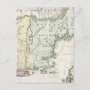 Postale Carte vintage de la Nouvelle-Angleterre (1716)