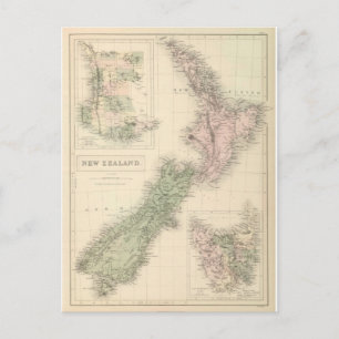 Postale Carte vintage de la Nouvelle-Zélande (1854)