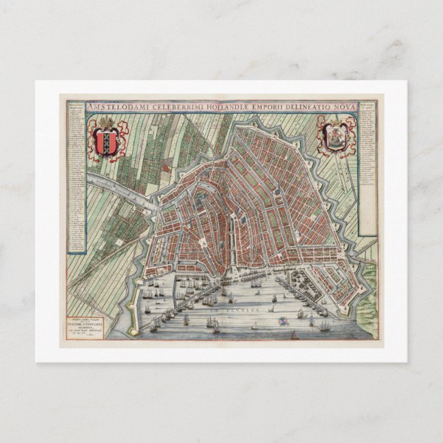 Postale Carte vintage de la ville d'Amsterdam (Devant)