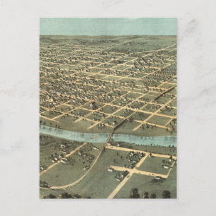 Postale Carte vintage de la ville d'Iowa (1868)