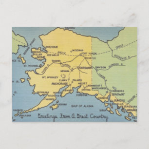 Postale Carte vintage de l'Alaska - Détroit de Bering, Nom