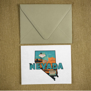Postale Carte vintage de l'État du Nevada USA Voyage