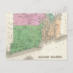 Postale Carte vintage de l'île Rhode (1827)