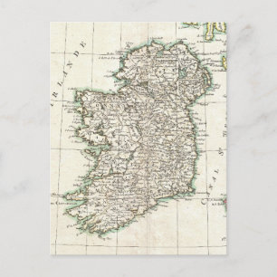 Postale Carte vintage de l'Irlande (1771)