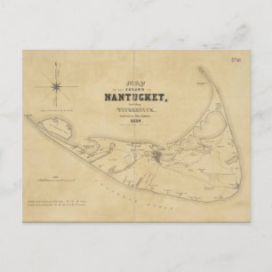 Postale Carte vintage de Nantucket (1838)