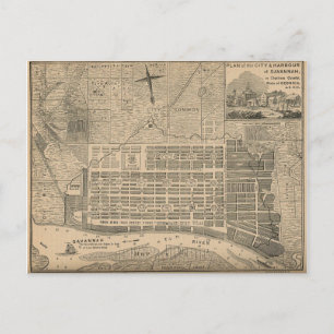Postale Carte vintage de Savannah Georgia (1818)