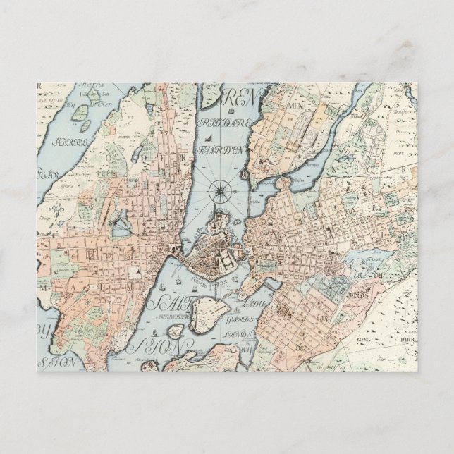 Postale Carte vintage de Stockholm (1733) (Devant)