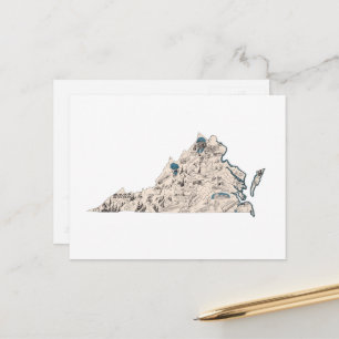 Postale Carte Vintage de Virginie Antique State Chart