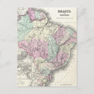 Postale Carte vintage du Brésil (1855)
