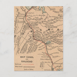 Postale Carte vintage du canal de Panama (1885)