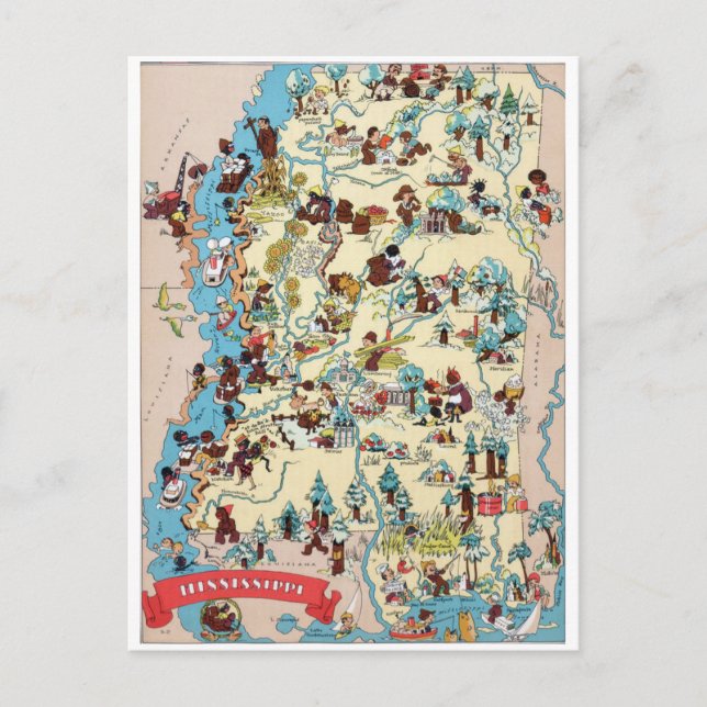 Postale Carte Vintage du Mississippi (Devant)