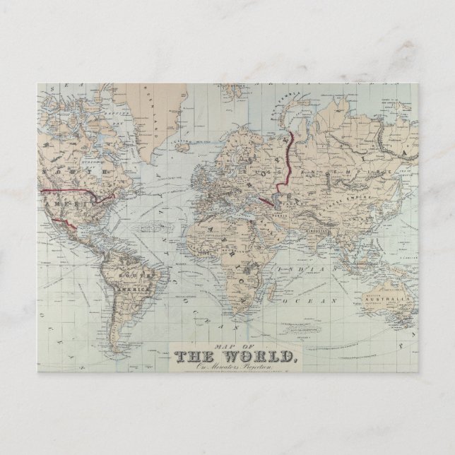Postale Carte vintage du monde (1875) (Devant)