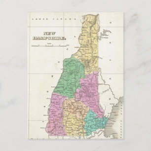 Postale Carte vintage du New Hampshire (1827)