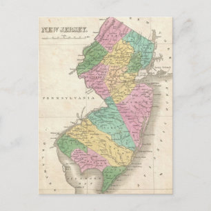 Postale Carte vintage du New Jersey (1827)