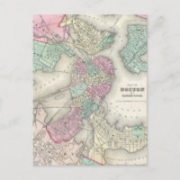 Carte vintage du port de Boston (1857)
