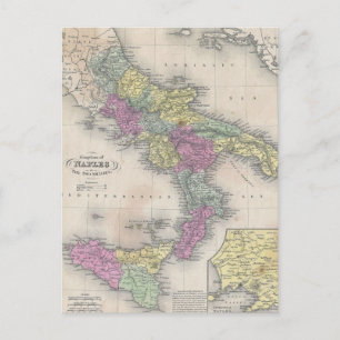 Postale Carte vintage du sud de l'Italie (1853)