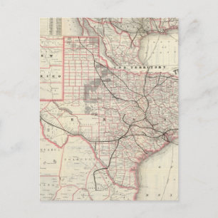 Postale Carte vintage du système ferroviaire du Texas (188