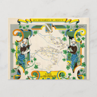Postale Carte Vintage France Champagne