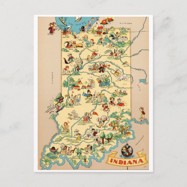 Postale Carte Vintage Indiana (Devant)