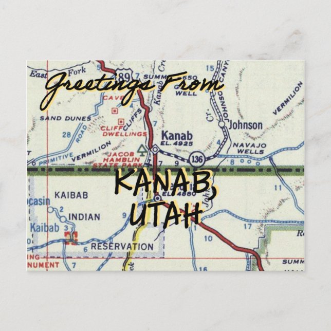 Postale Carte Vintage Kanab UT (Devant)
