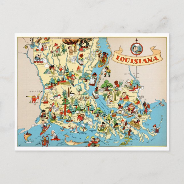 Postale Carte Vintage Louisiane (Devant)