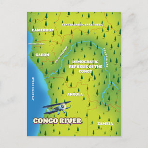 Postale Carte vintage magnifique du fleuve Congo