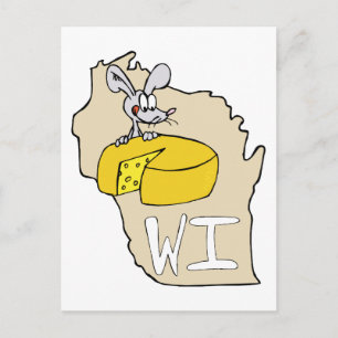 Postale Carte Wisconsin WI & Cheese Mouse Cartoon Art Post
