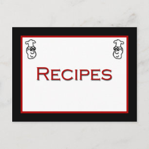 Postale Cartoon Chef Rouge Noir Blanc Recette Carte