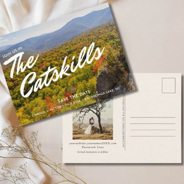 Postale CatSkills Wedding Enregistrer la date Carte postal (Catskills Wedding Save the Date Postcard)