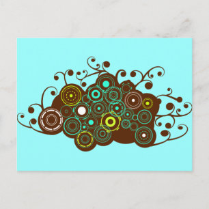 Postale Cercles rétro cool & carte tourbillonnante brun tu