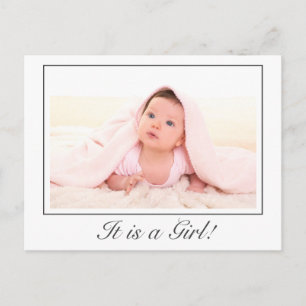 Postale C'est une fille bébé Faire-part photo carte postal