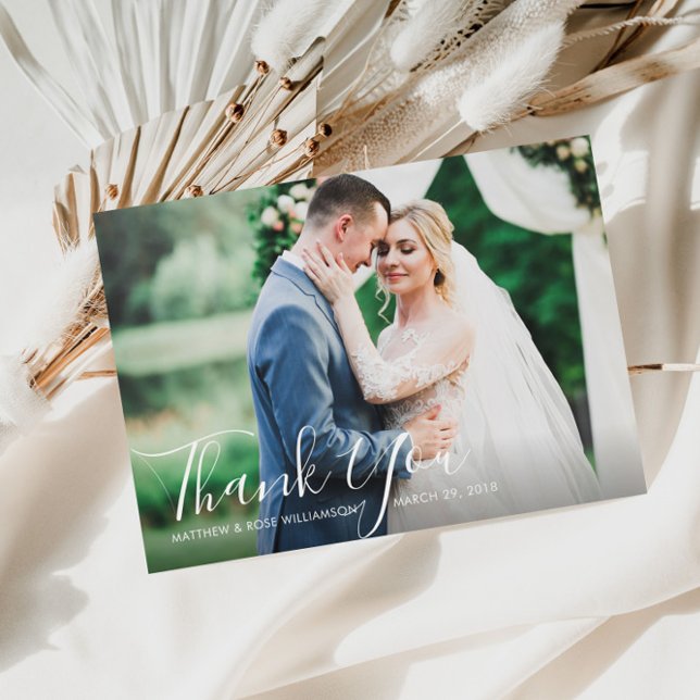 Postale charmant mariage de script merci carte photo (Créateur téléchargé)