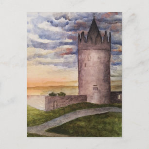 Postale Château irlandais et aquarelle paysage Carte posta