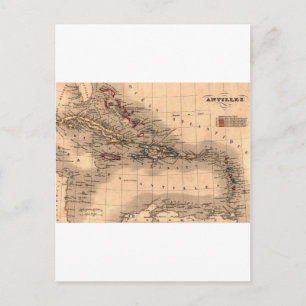 Postale Chemise de plongée de la carte des Antilles