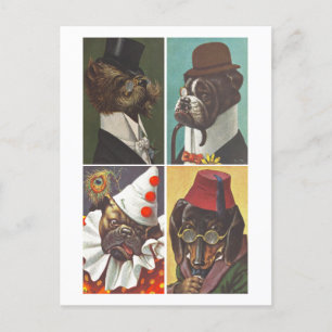 Postale Chiens vintages portant des vêtements Carte postal