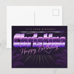 Postale Christina Name Prénom lila Carte Anniversaire
