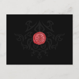 Postale Cire de scellage gothique noir et blanc carte RSVP