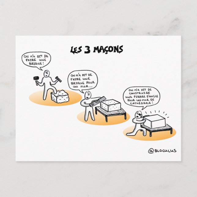 Postale Coaching carte : "Les 3 maçons" (Devant)