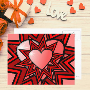 Postale Coeurs roses en Rouge abstrait Design Carte postal