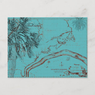 Postale Collage de carte de l'océan vintage Turquoise