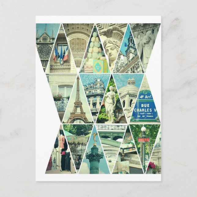 Postale Collage photo Triangle Paris tendance - Carte post (Devant)