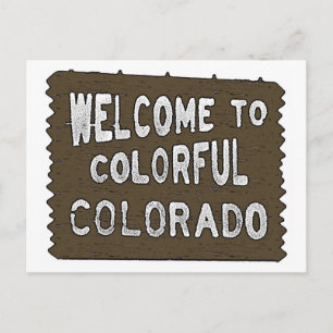 Postale Colorado coloré signe de bienvenue saluant carte p