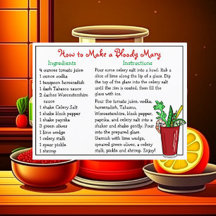 Postale Comment faire une carte de recettes Bloody Mary