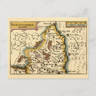 Postale Comté de Northumberland Angleterre Ancienne Carte 